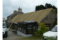 Replacement roof for clients near St. Davids who unfortunately experienced a fire from a wood burner. We had renewed the roof on the main house a few years previously.